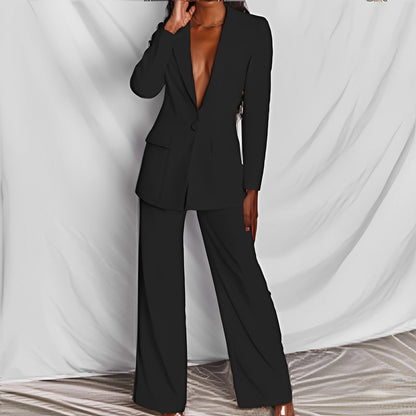 Damen Hosenanzug Taillierter Blazer Weite Hose Norvielle