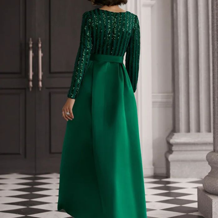 Damen Maxikleid Pailletten Akzent Schimmer Rock