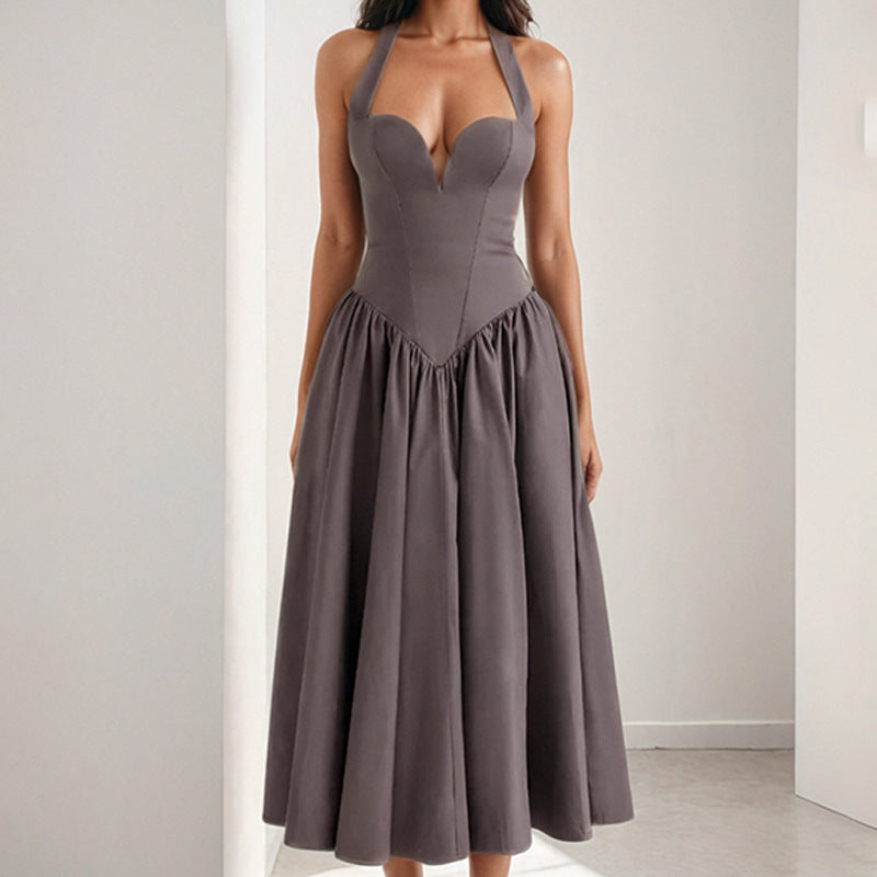 Damen Abendkleid V-Ausschnitt Voluminöser Rock Norvielle