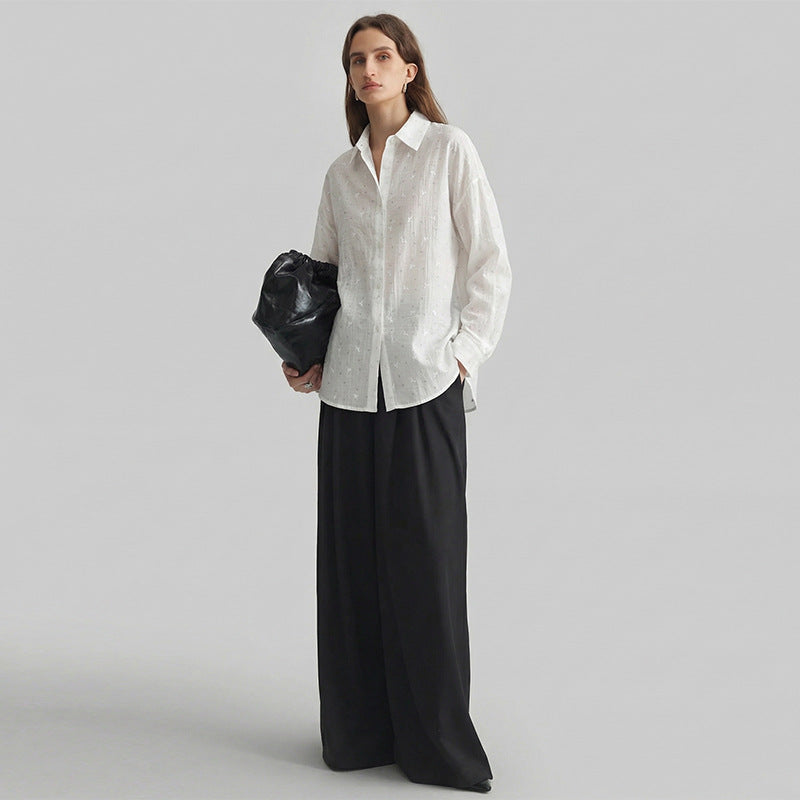 Damen Bluse Elegante Lockere Stickdetails Norvielle