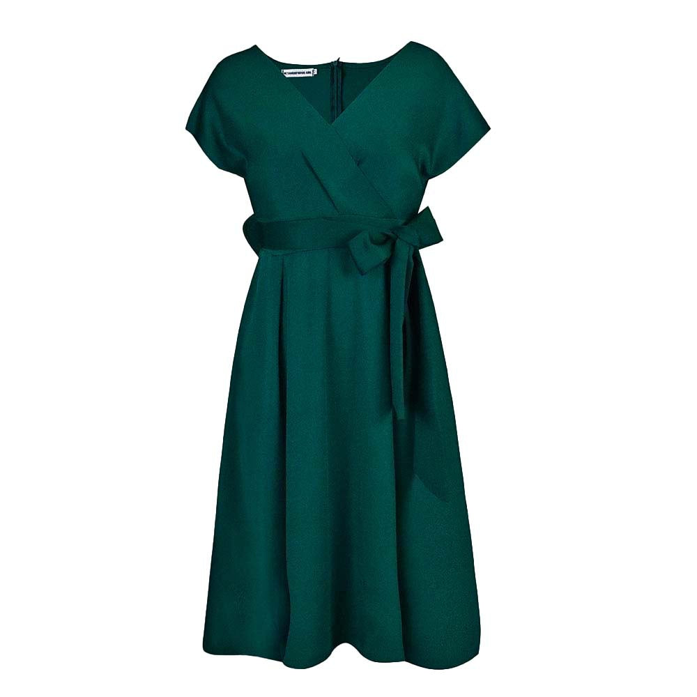 Damen Wickelkleid V-Ausschnitt Gürtel Norvielle