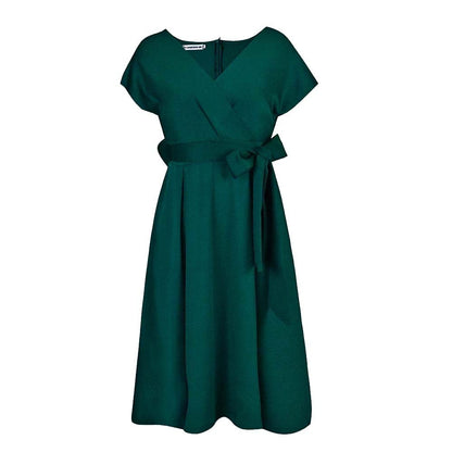 Damen Wickelkleid V-Ausschnitt Gürtel Norvielle
