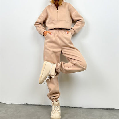 Damen Sweatpants Hochkragen Reißverschluss Norvielle