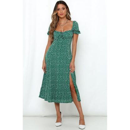Damen Midi-Kleid Blumenmuster mit seitlichem Schlitz