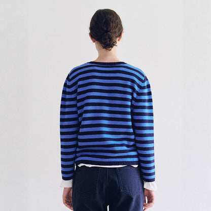 Damen Pullover V-Ausschnitt Streifenmuster Norvielle
