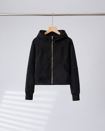 Damen Kapuzenjacke Norvielle Kuschelig Hochkragen Praktische Taschen