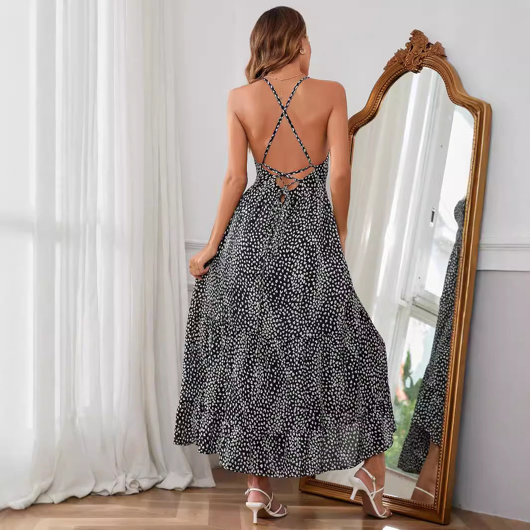 Damen Maxikleid Spaghettiträger Fließend Norvielle