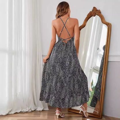 Damen Maxikleid Spaghettiträger Fließend Norvielle