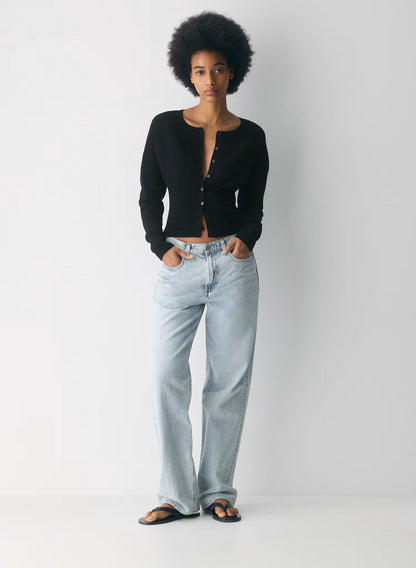 Damen Strickjacke Eng geschnitten Knopfleiste Norvielle
