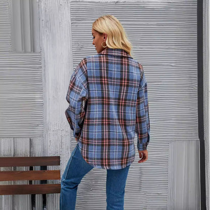 Damen Flanell-Hemdjacke Kariert Mit Taschen Norvielle