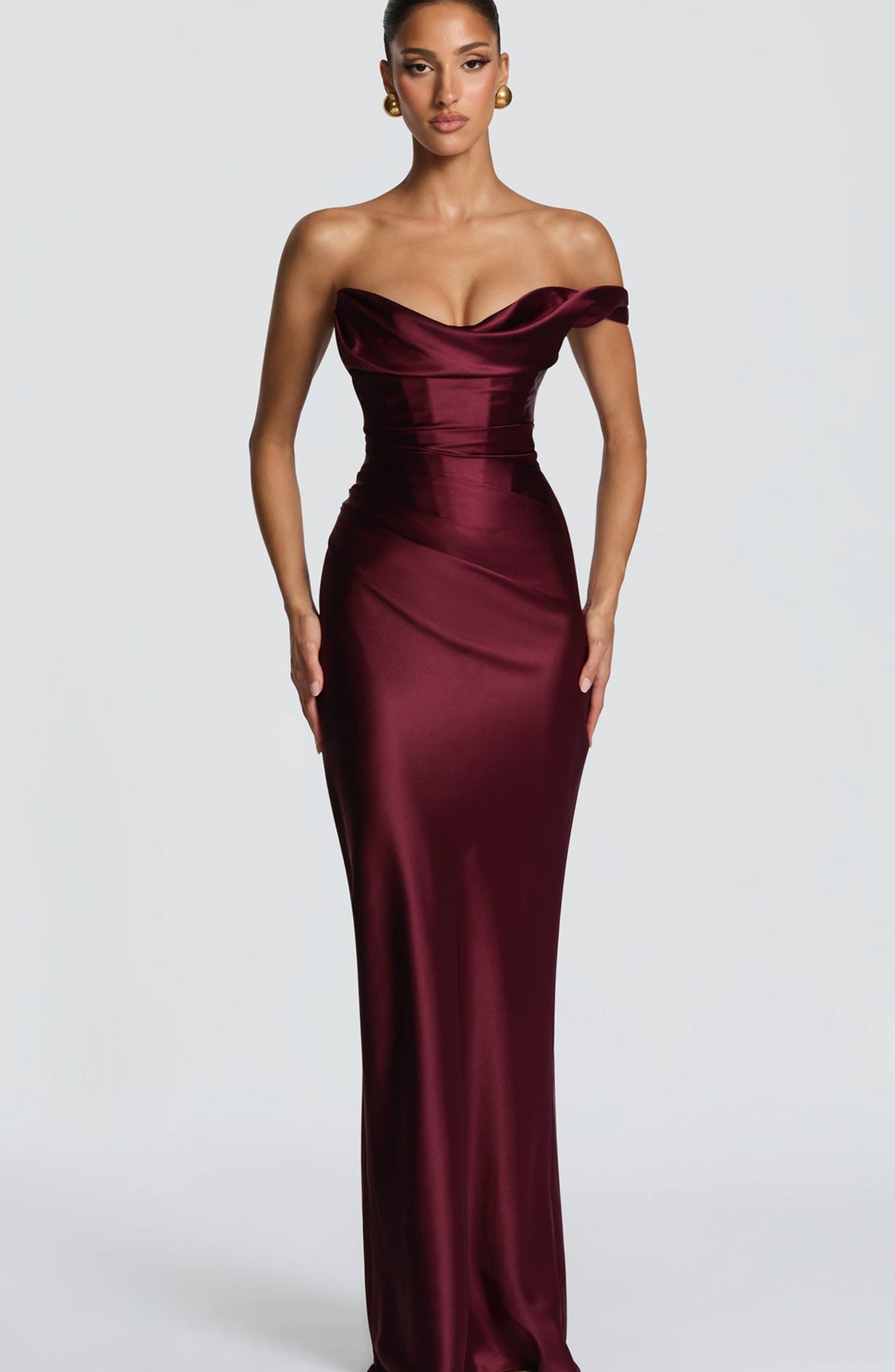 Damen Abendkleid Schulterfrei Satin Norvielle