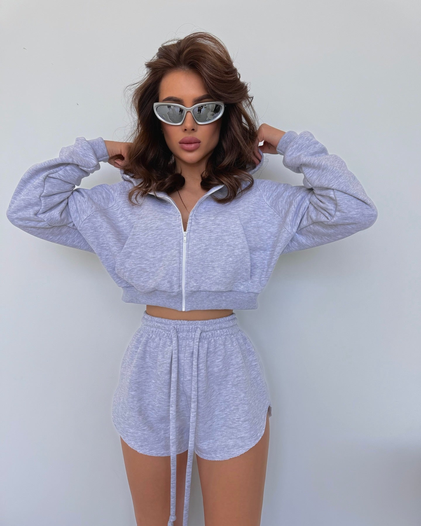 Damen Hoodie-Set Reißverschluss Elastischer Bund Norvielle