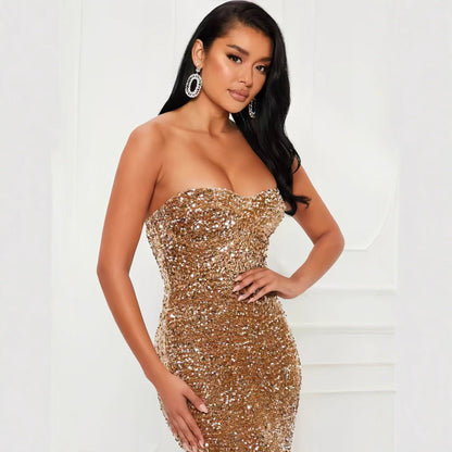 Damen Abendkleid Glitzernd Bustier-Oberteil Norvielle