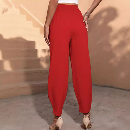 Damen Mittelhose Elastischer Bund Weites Bein