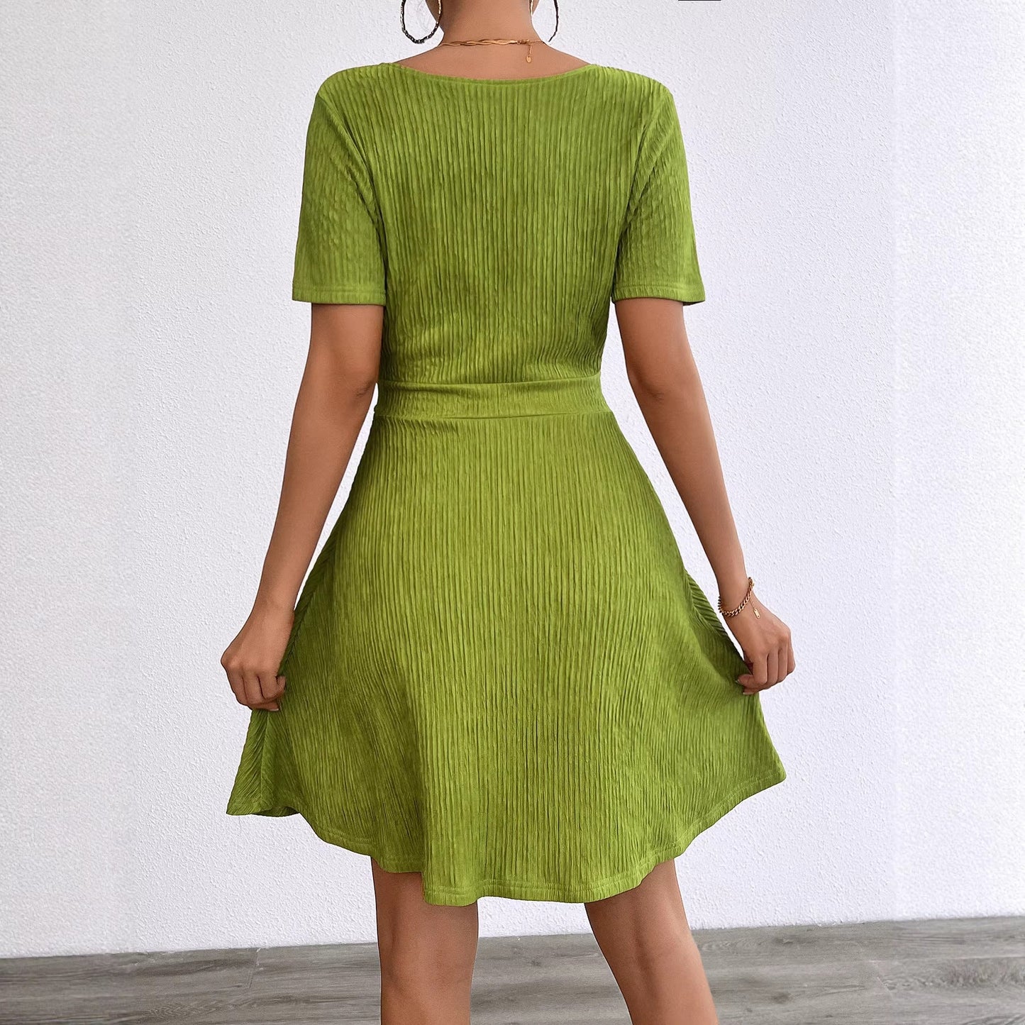 Damen Wickelkleid V-Ausschnitt Fließender Stoff