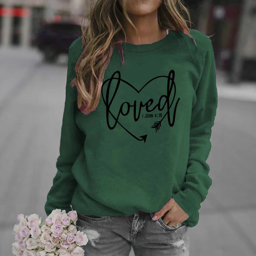 Damen Sweatshirt Herz-Aufdruck Inspirierend Grau