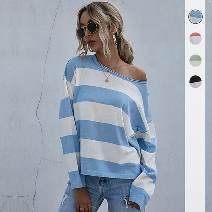 Damen Oversized Pullover Breite Streifen Norvielle - Norvielle