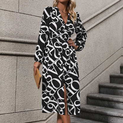 Damen Wickelkleid Grafikprint Eleganter Schnitt Norvielle
