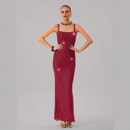 Damen Abendkleid Pailletten Tailliert