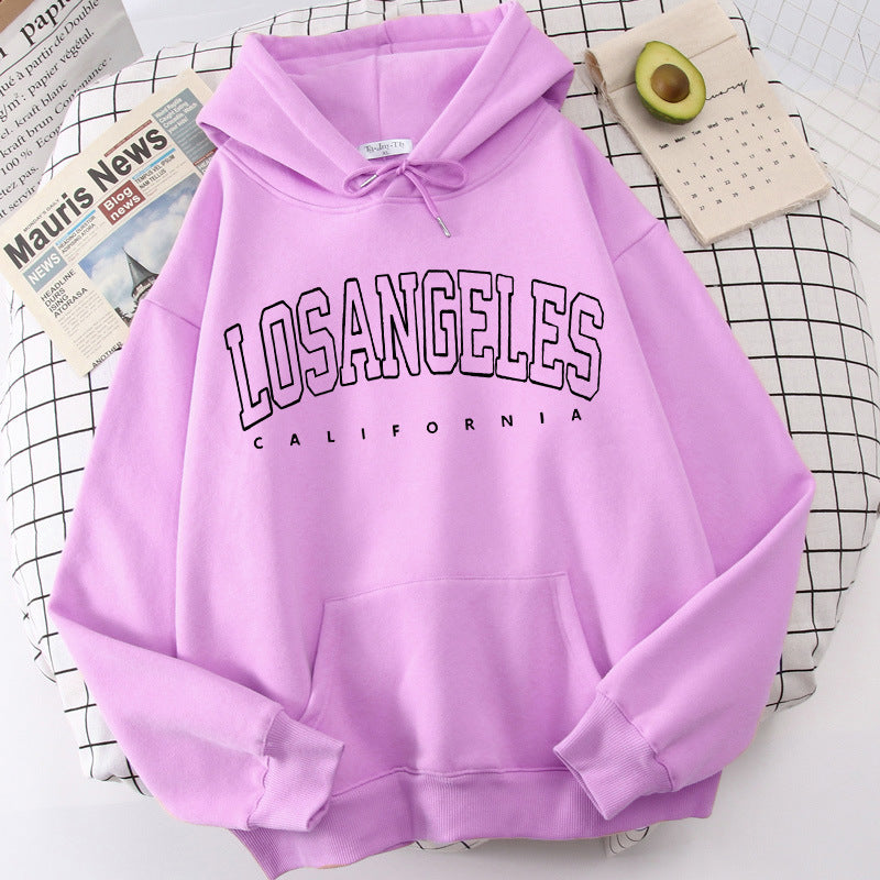 Damen Kapuzenpullover Los Angeles Print Weites Design