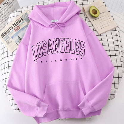 Damen Kapuzenpullover Los Angeles Print Weites Design