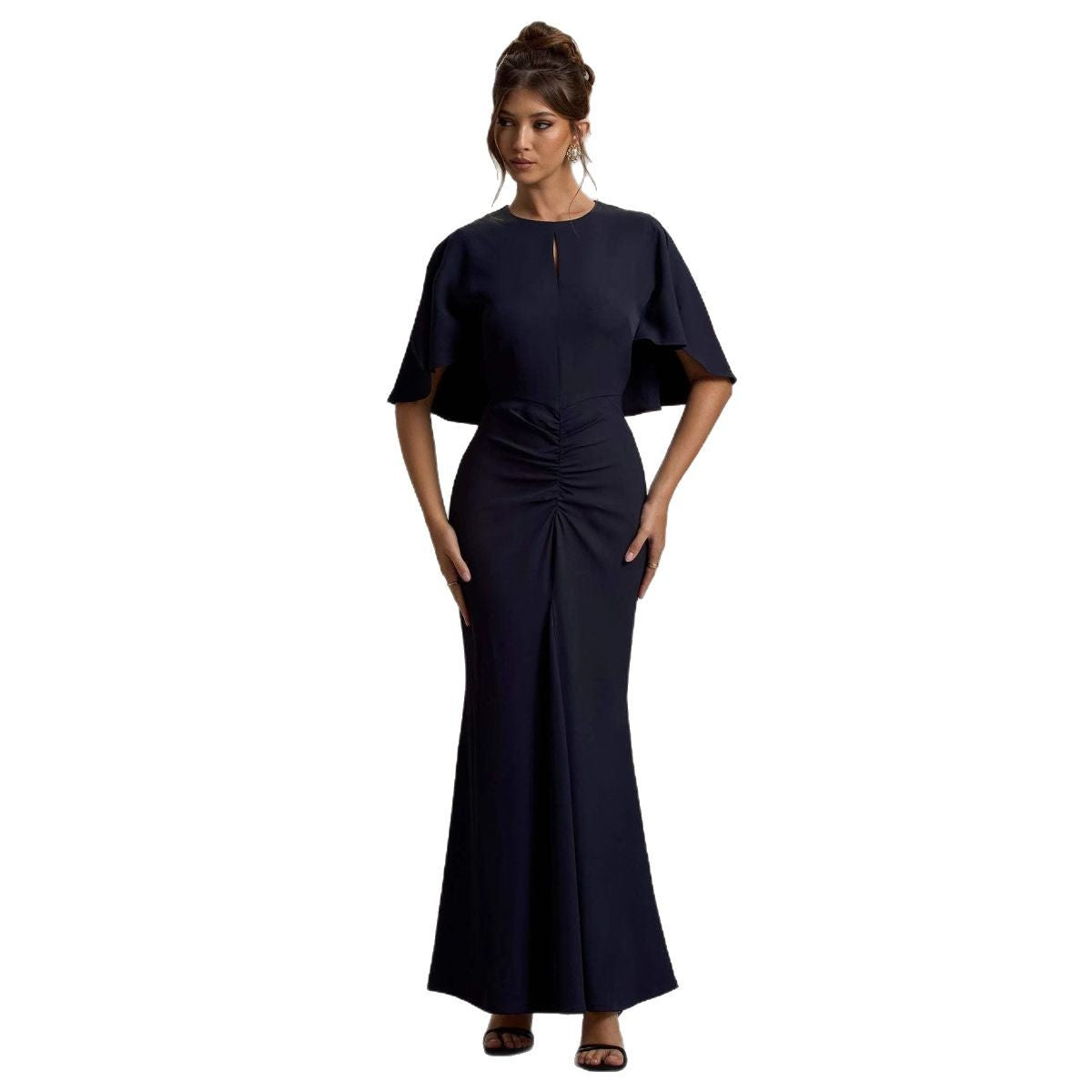 Damen Abendkleid Fließender Schnitt Kappenärmel Norvielle