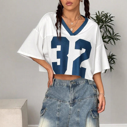 Damen Sportoberteil V-Ausschnitt Mesh Leicht