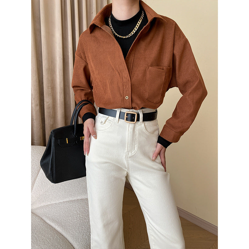 Damen Velourshemdbluse Fein Norvielle Lässig - Norvielle