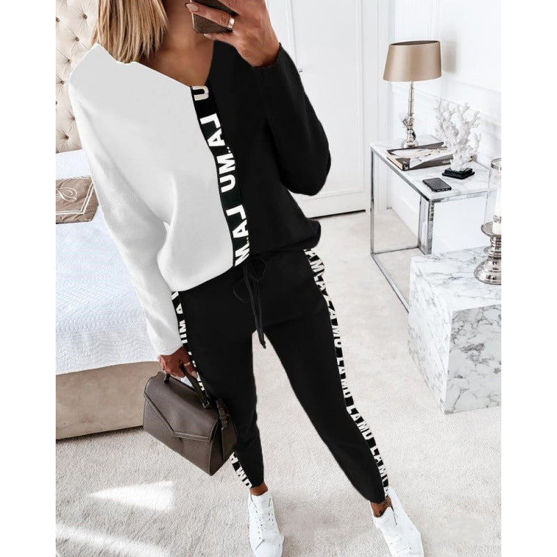 Damen Sportanzug Elastisch Farbblockdesign