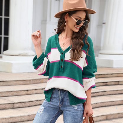 Damen Strickpullover Lässig Knopfleiste Norvielle