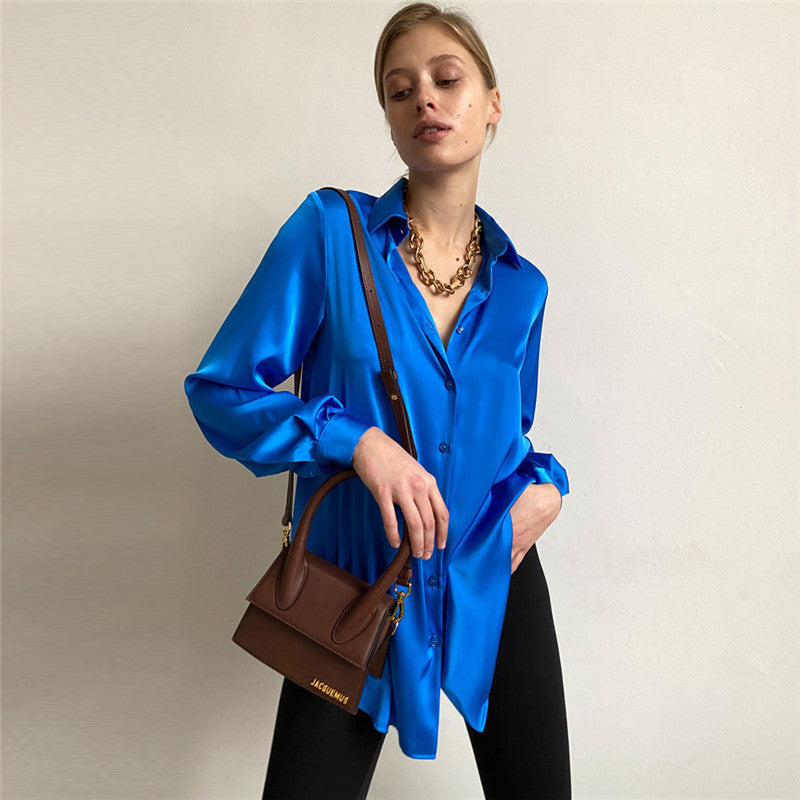 Damen Seidenbluse mit Knöpfen Elegantes Design Norvielle