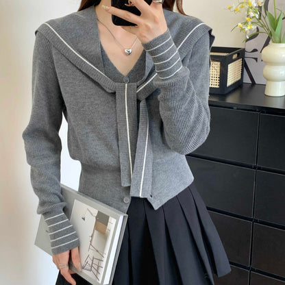 Damen Strickjacke Dekorativer Kragen Knöpfe Norvielle - Norvielle