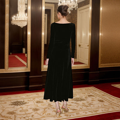 Damen Maxikleid Cowl-Ausschnitt Länge Lang Ärmel Norvielle