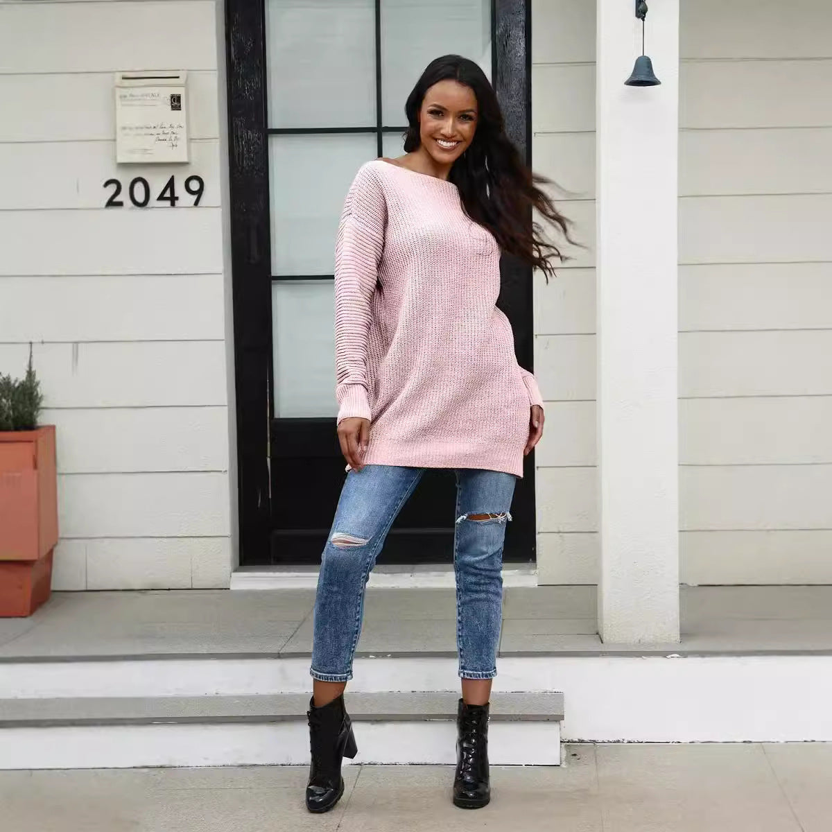 Damen Strickpullover Weit Schnitt Strukturiert Norvielle