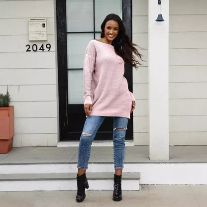 Damen Strickpullover Weit Schnitt Strukturiert Norvielle