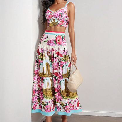Damen Zweiteiliger Floralmuster BH-Set mit Spitze und Rüschendetails