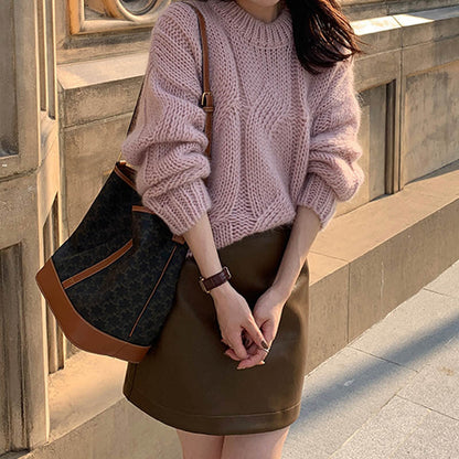 Damen Grobstrickpullover Zopfdesign Weich Norvielle
