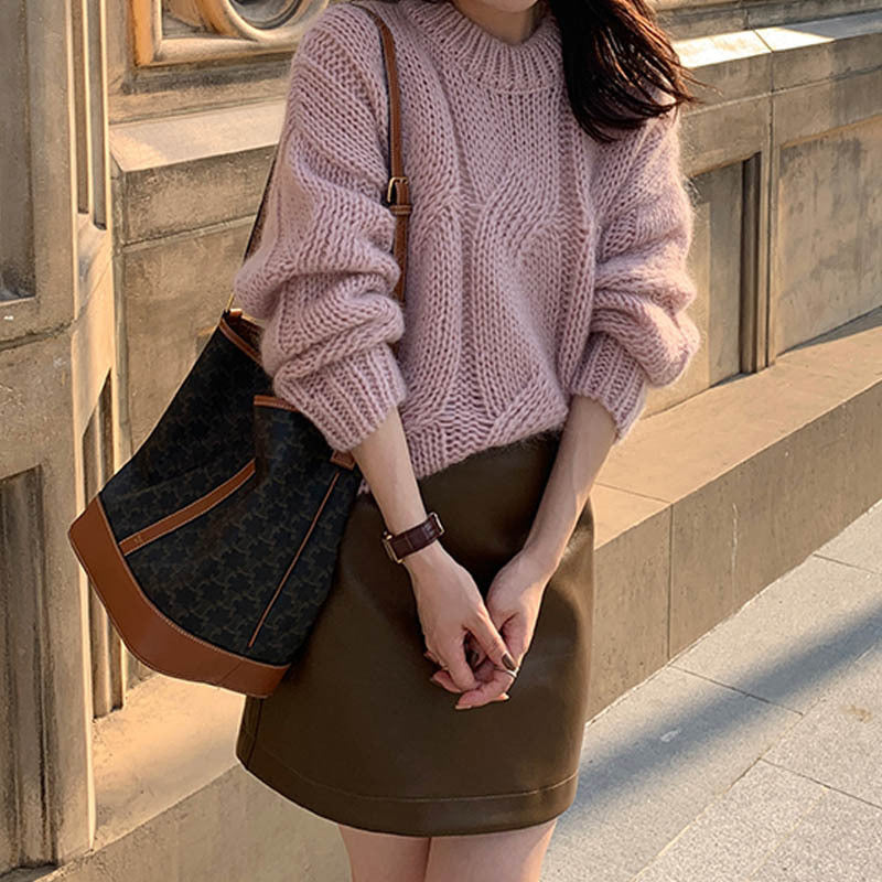 Damen Grobstrickpullover Elegantes Design Lässiger Schnitt