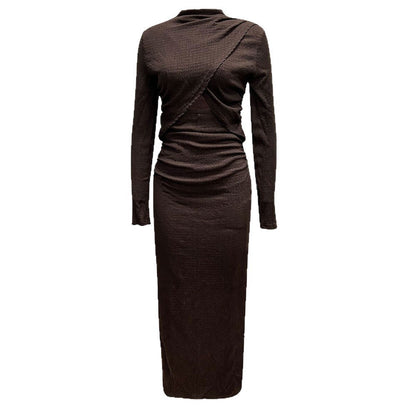 Damen Wickelkleid mit Schlitz und langen Ärmeln Norvielle