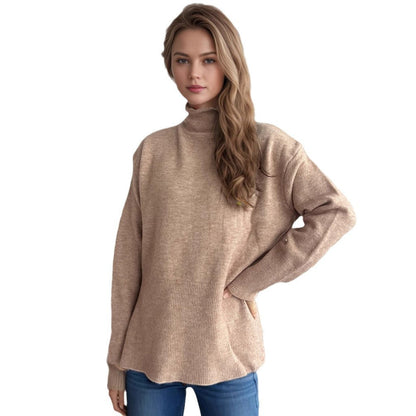 Damen Pullover Hochkragen Mit Seitentaschen Norvielle