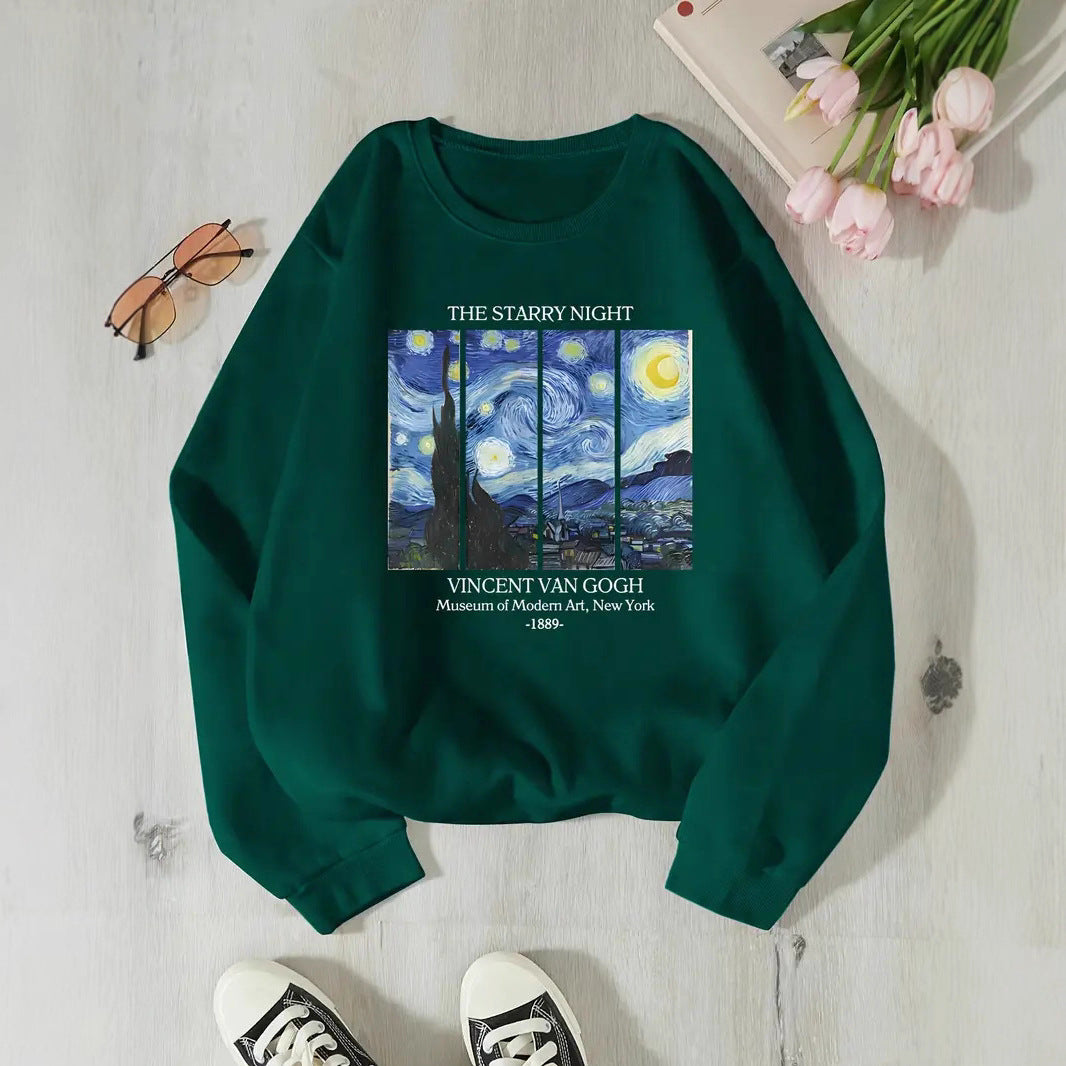 Damen Sweatshirt Van Gogh Kunstmotiv Baumwolle Norviele