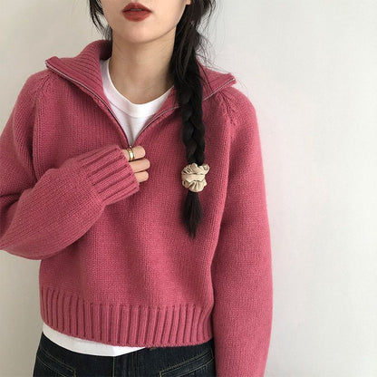 Damen Stehkragenpullover Strick Hochwertig Norvielle