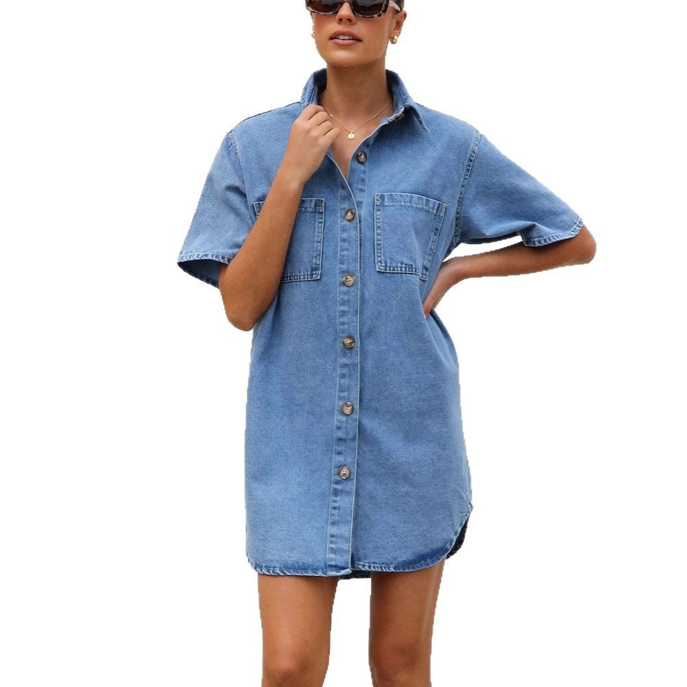 Damen Jeanskleid Entspannter Schnitt Mit Taschen