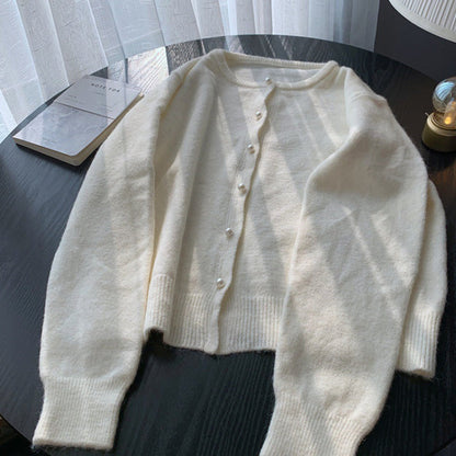 Damen Strickjacke Edle Perlenknöpfe Modern