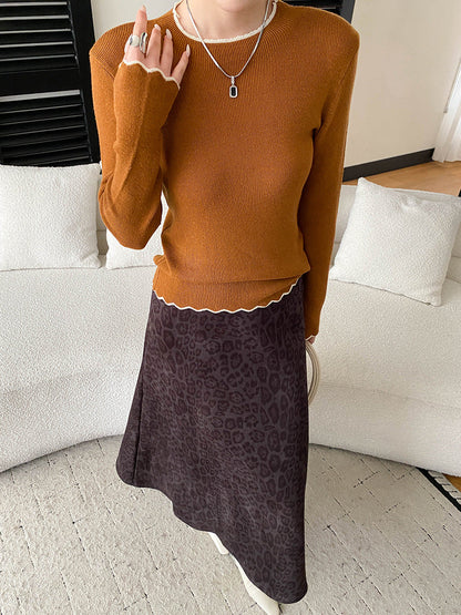 Damen Pullover Wellen-Saum Rippstruktur Norvielle