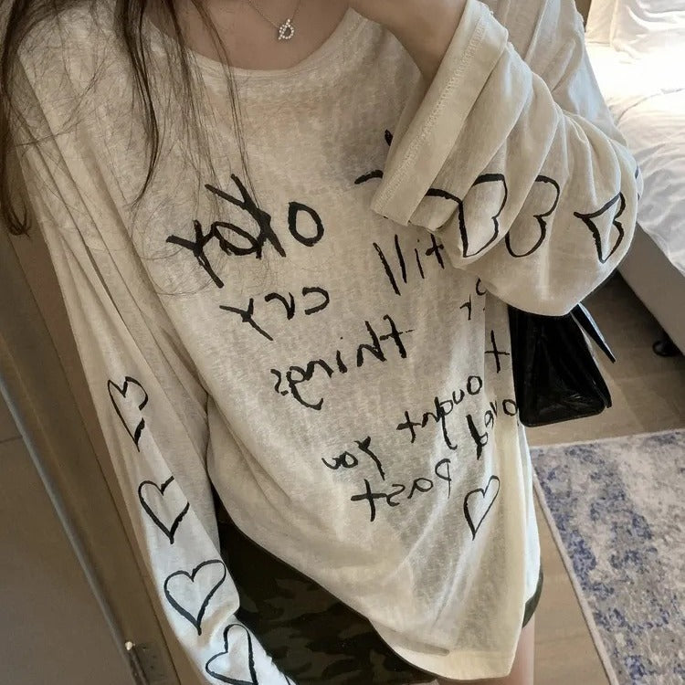 Damen Oversized-Oberteil Off-Shoulder mit Schriftzug - Norvielle