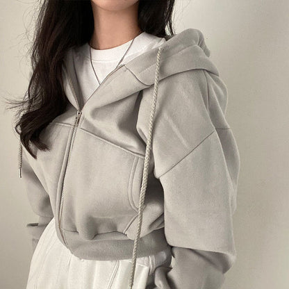 Damen Hoodie Kuschel Norvielle Reißverschluss Kapuze
