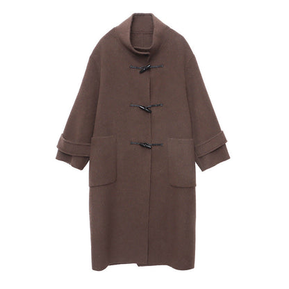 Damen Duffle-Coat Lang Weiches Material Norvielle