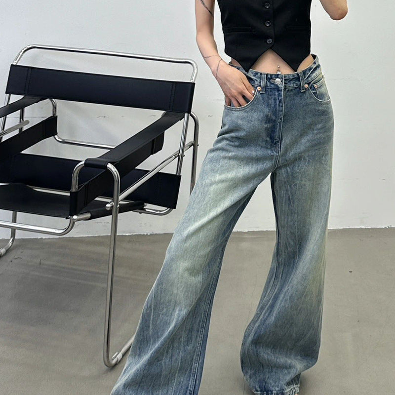 Damen Weite Denim-Jeans Hochbund Norvielle