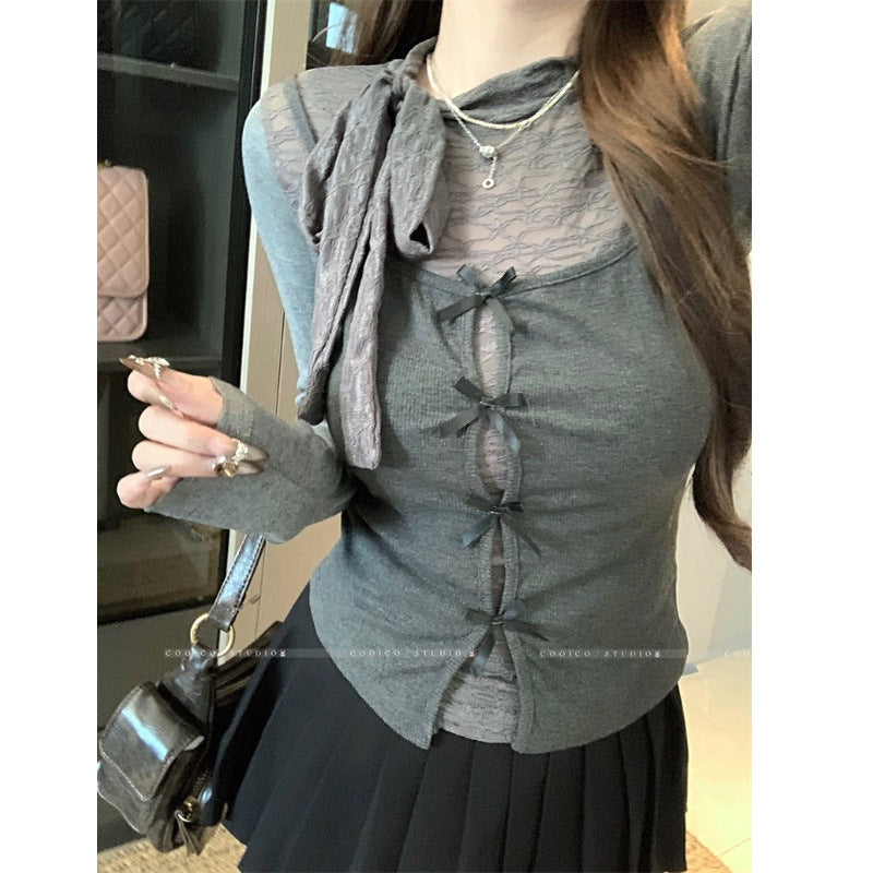 Damen Oberteil mit Schleifenverzierung Norvielle Elegantes